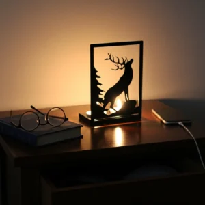 Metal Mumluk Siyah - Dağdaki Geyik Dekoratif 2 'li