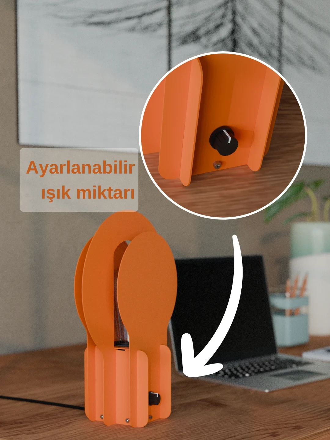 Metal Masa Lambası - Dimmerli Lamba