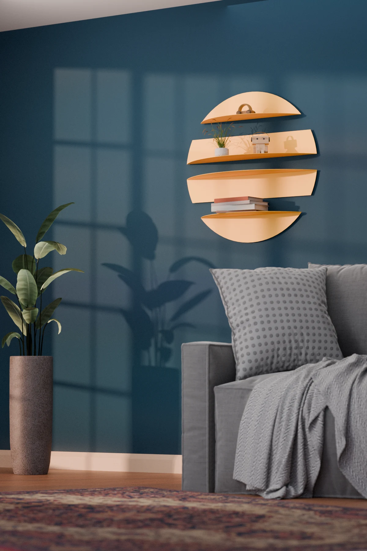 Orbit Metal Duvar Rafı – 75 cm Dairesel Tasarım - Görsel 7